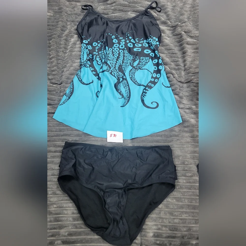 Cupshe Black and Blue Bikini Set - Picture 1 of 3